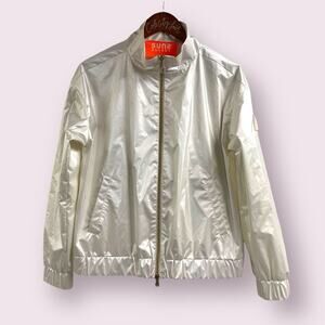 Sunsboards White Shiny Jacket Medium Full Zip Windbreaker